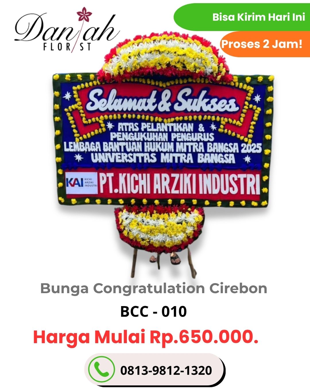 Bunga papan happy wedding pernikahan Gempol Cirebon