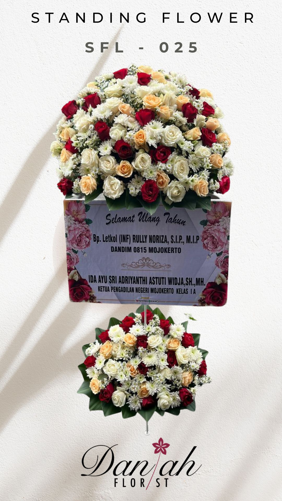 Standing flower Plered Cirebon ucapan selamat dan penyambutan