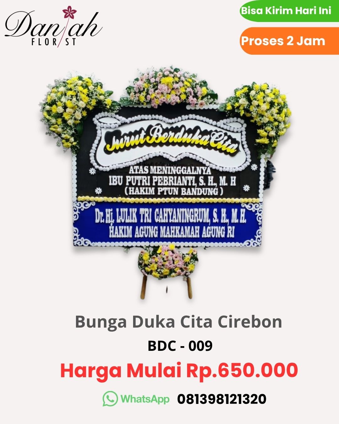 Karangan bunga duka cita belasungkawa Gempol Cirebon kirim 24 jam