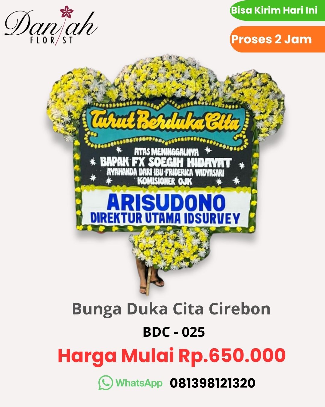 Toko bunga di Plered Cirebon bunga papan duka cita mewah Daniah Florist
